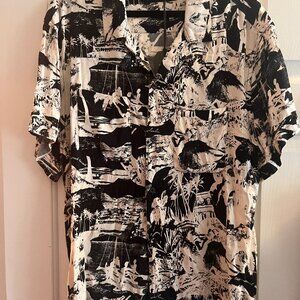 ALLSAINTS All Saints Awa Short Sleeve Hawaiian Print Button Up Down Front Shirt
